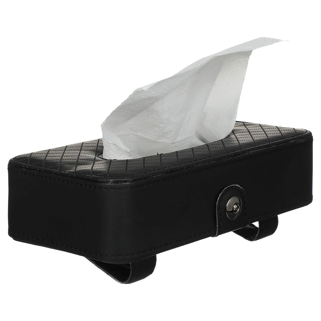 علبة مناديل جلد للعربية - اسود