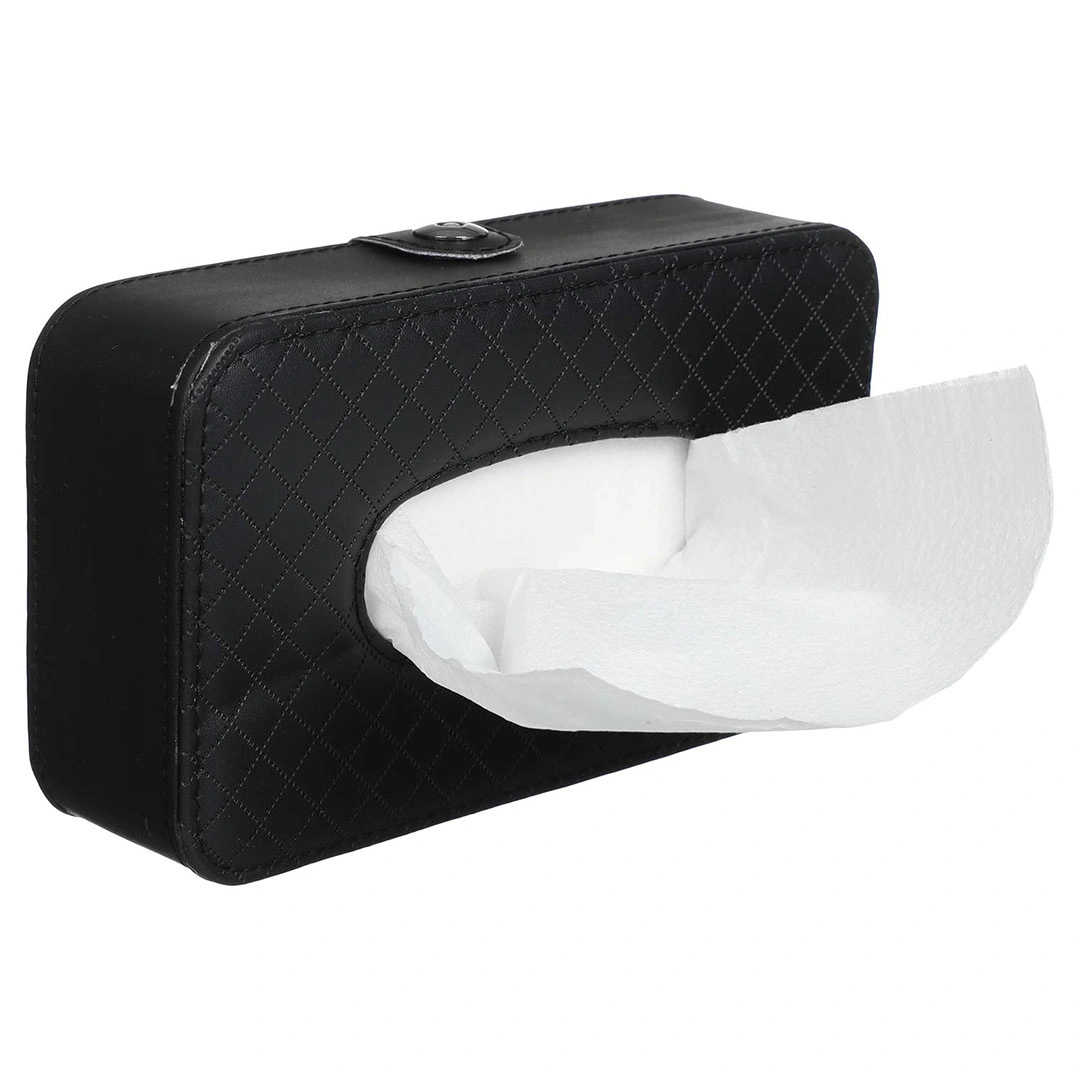 علبة مناديل جلد للعربية - اسود