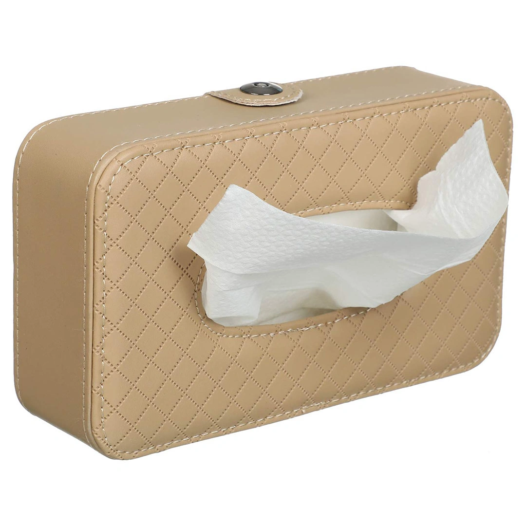 علبة مناديل جلد للعربية - بيج