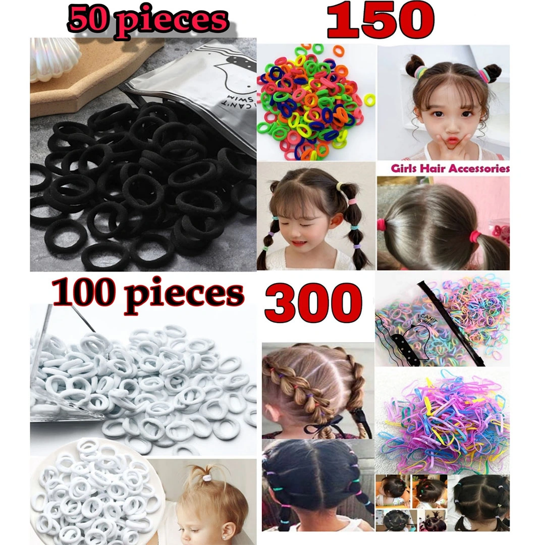 ربطات شعر مطاطية للأطفال أسود وأبيض وملوّن – 600 قطعة
