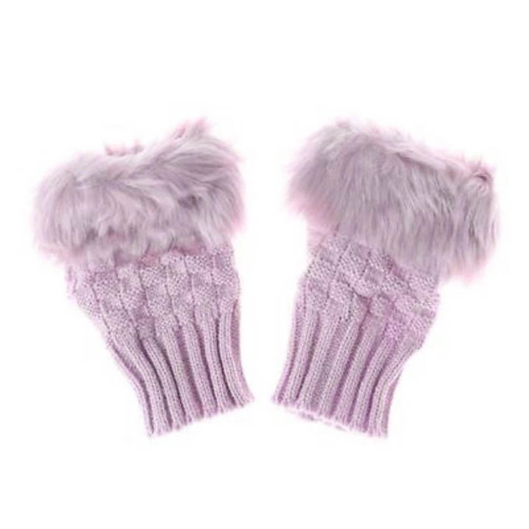 جوانتي نصف صباع صوف شتوية - بينك