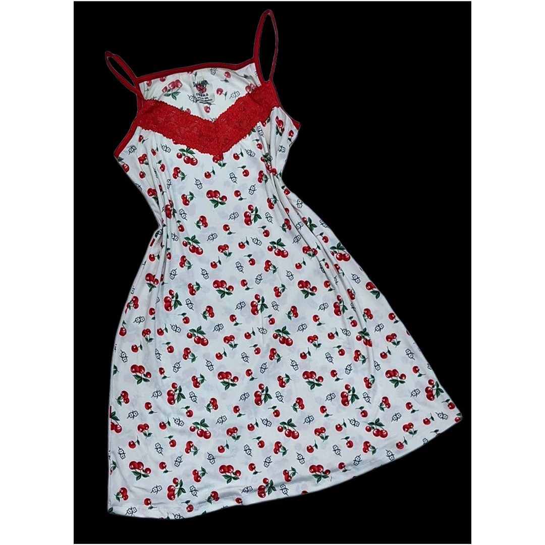 فستان قصير للنوم والمنزل - شكل كريز - أبيض