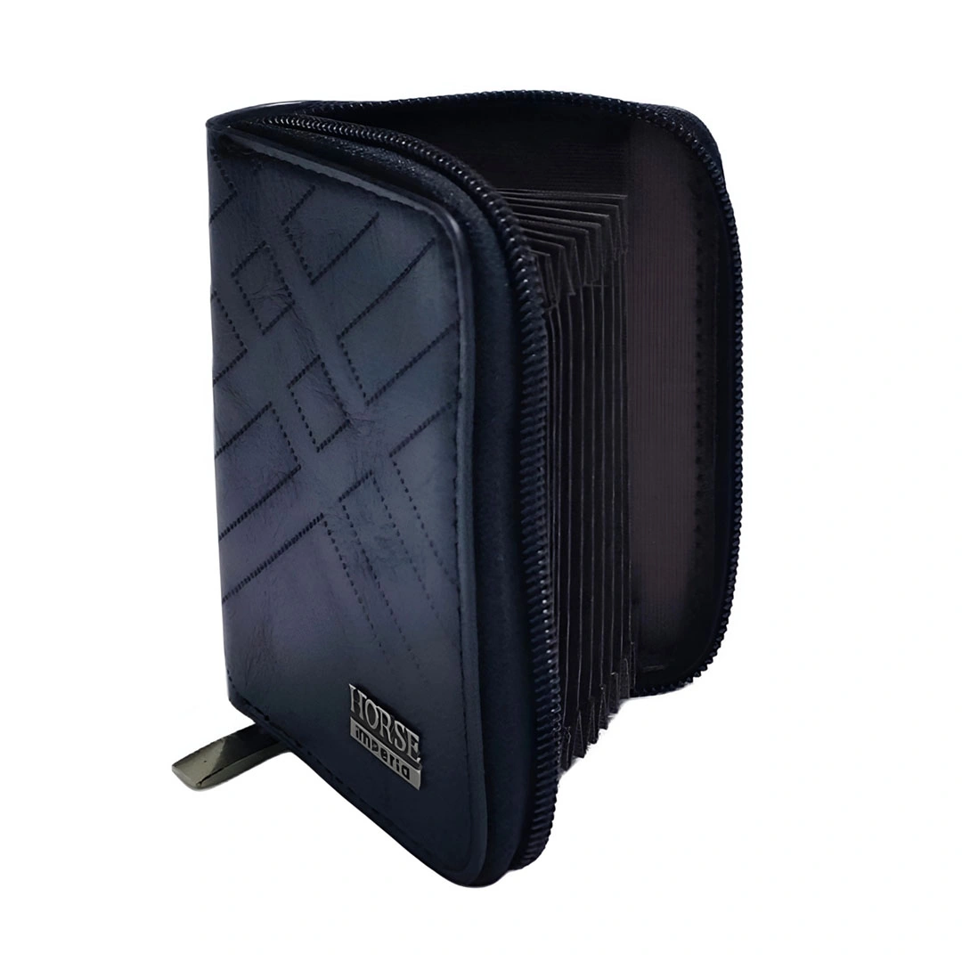 حافظة كروت جلد عملية - جلد - أسود