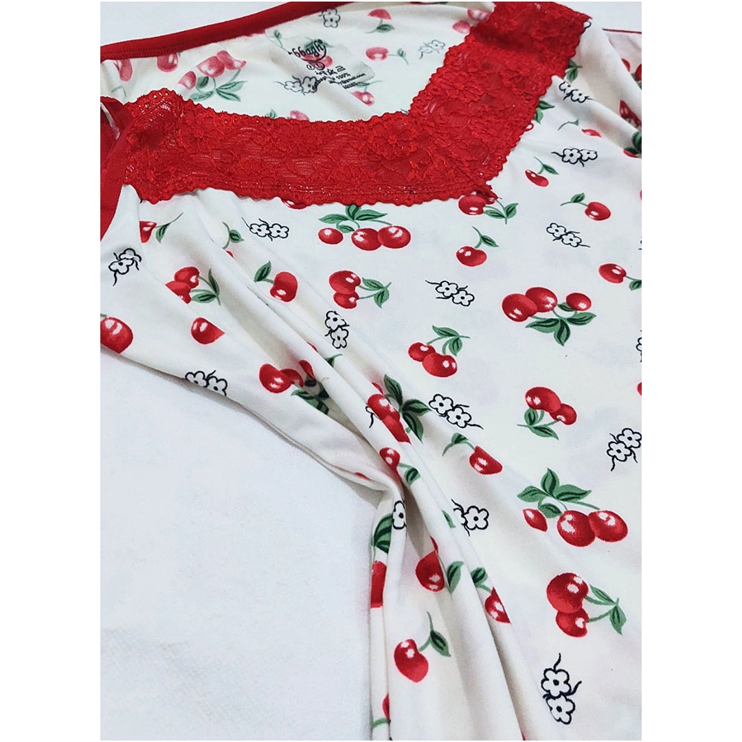 فستان قصير للنوم والمنزل - شكل كريز - أبيض