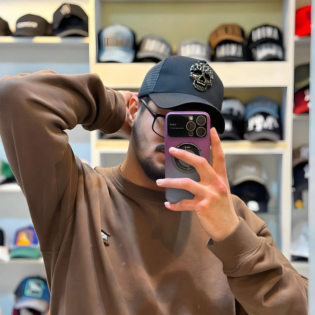 كاب سناب باك شبك رياضي كاجوال - ألياف صناعية - أسود