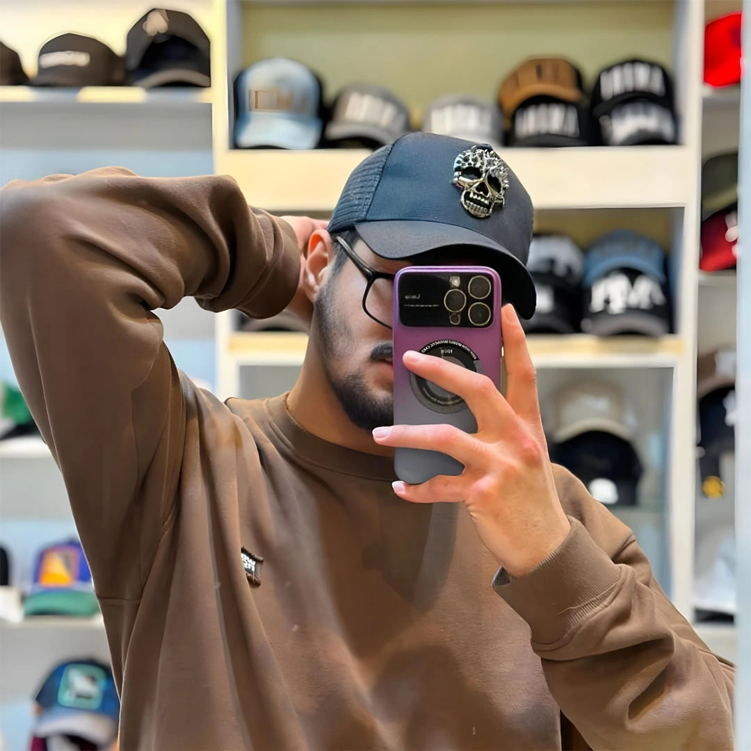 كاب سناب باك شبك عصري رياضي - ألياف صناعية - رمادي غامق