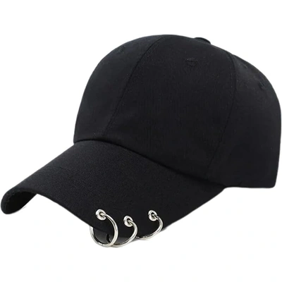 كاب حريمي مثقوب بحلقات - أسود