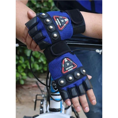 قفازات رياضية نصف أصابع - جلد - ألوان متعددة