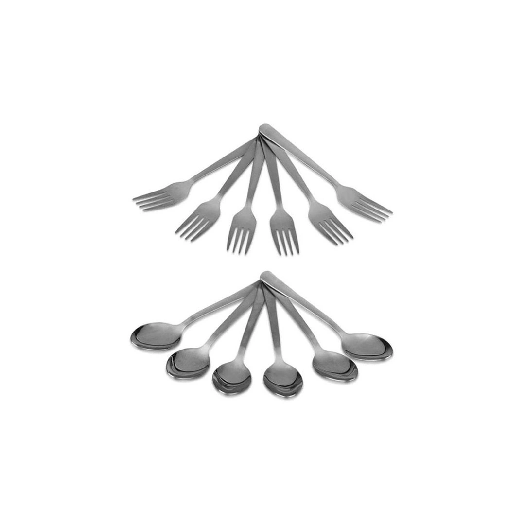 طقم معالق وشوك - 12 قطعة - فضي