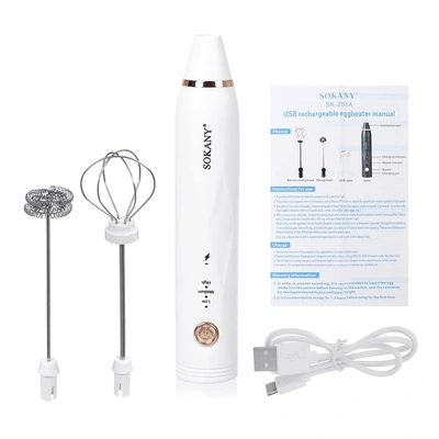 SK-201A مضرب يدوي قابل للشحن 2*1 - أبيض