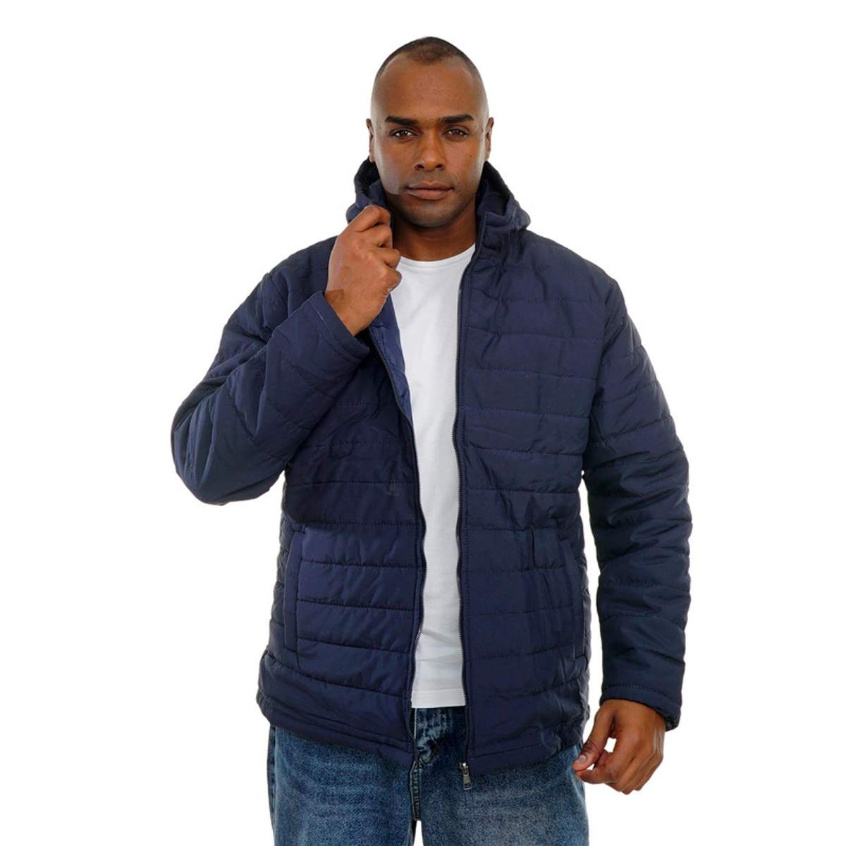 جاكيت منفوخ مبطن بغطاء رأس رجالي -كحلي - 109030115