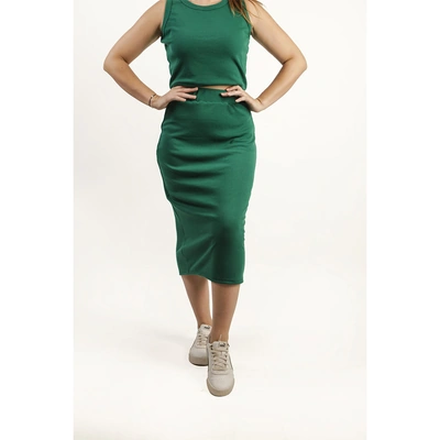 جيبة طويلة وسط عالي حريمي - أخضر غامق