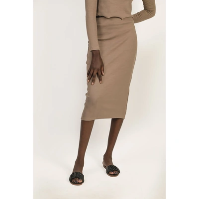 جيبة طويلة وسط عالي حريمي - كاكي