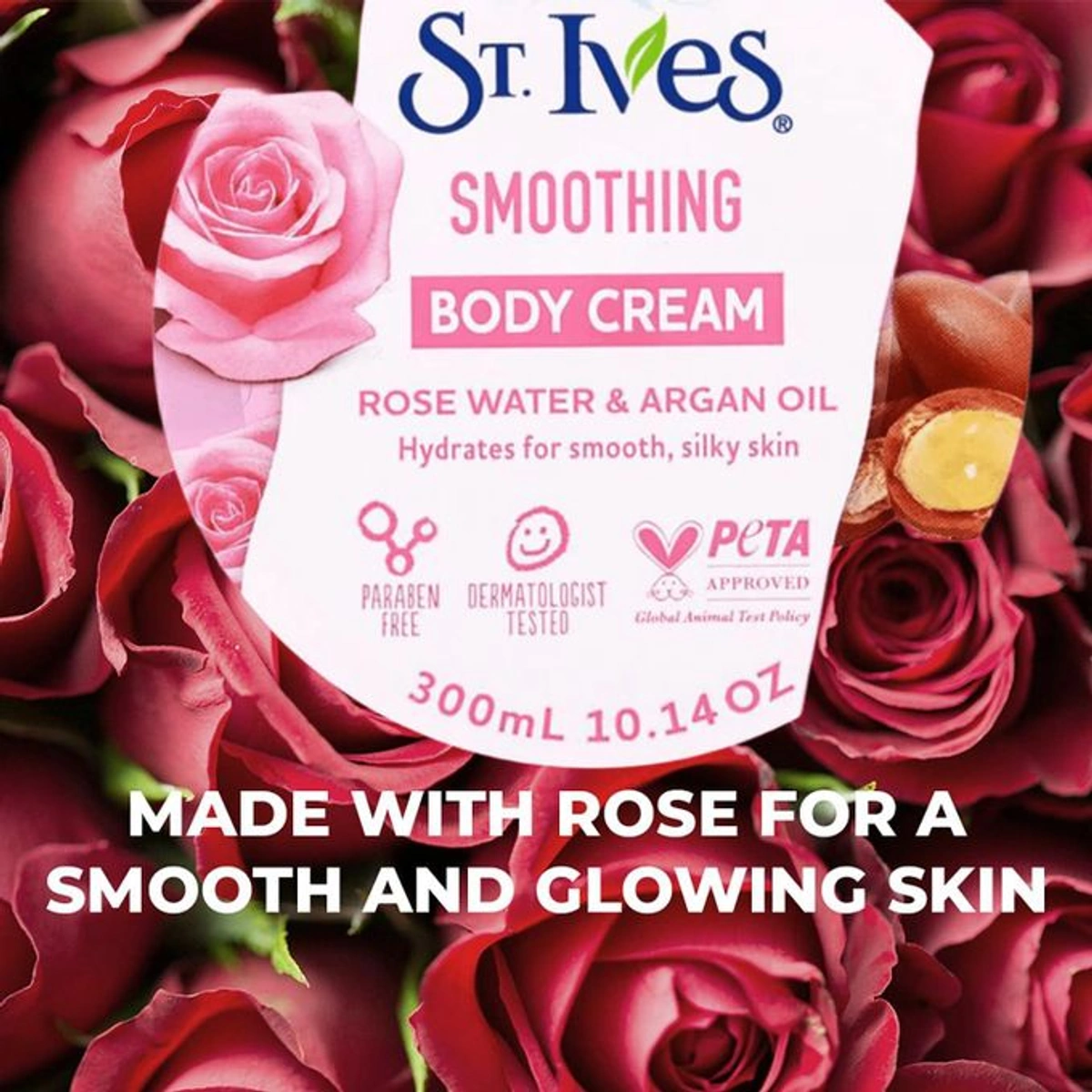 كريم جسم ماء الورد وزيت الأرجان - 300 مل