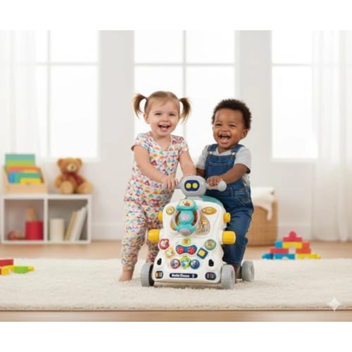 سكوتر 5 في 1 للأطفال مع مقعد قابل للطي - أوف وايت