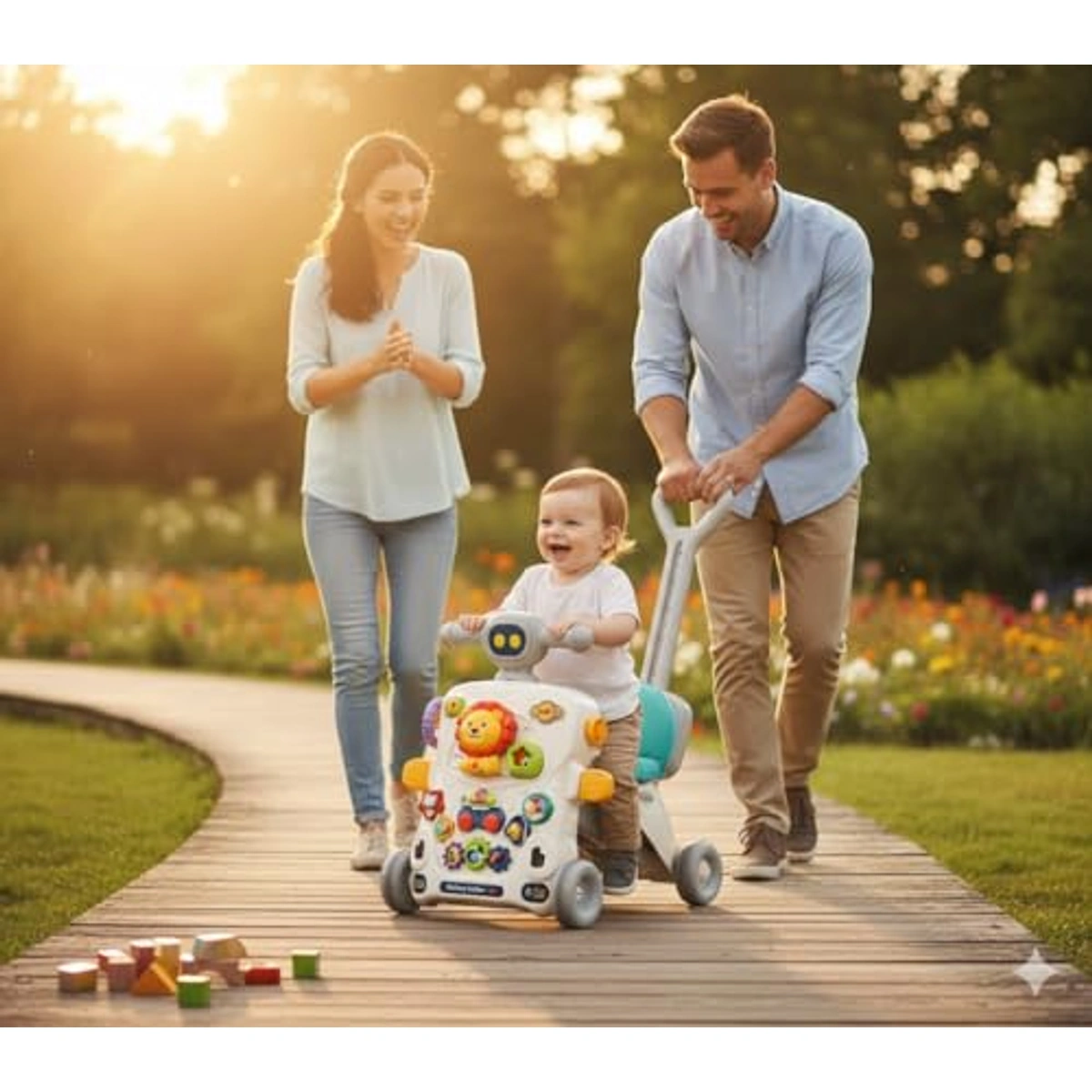 سكوتر 6 في 1 للأطفال مع مقعد قابل للطي - أوف وايت