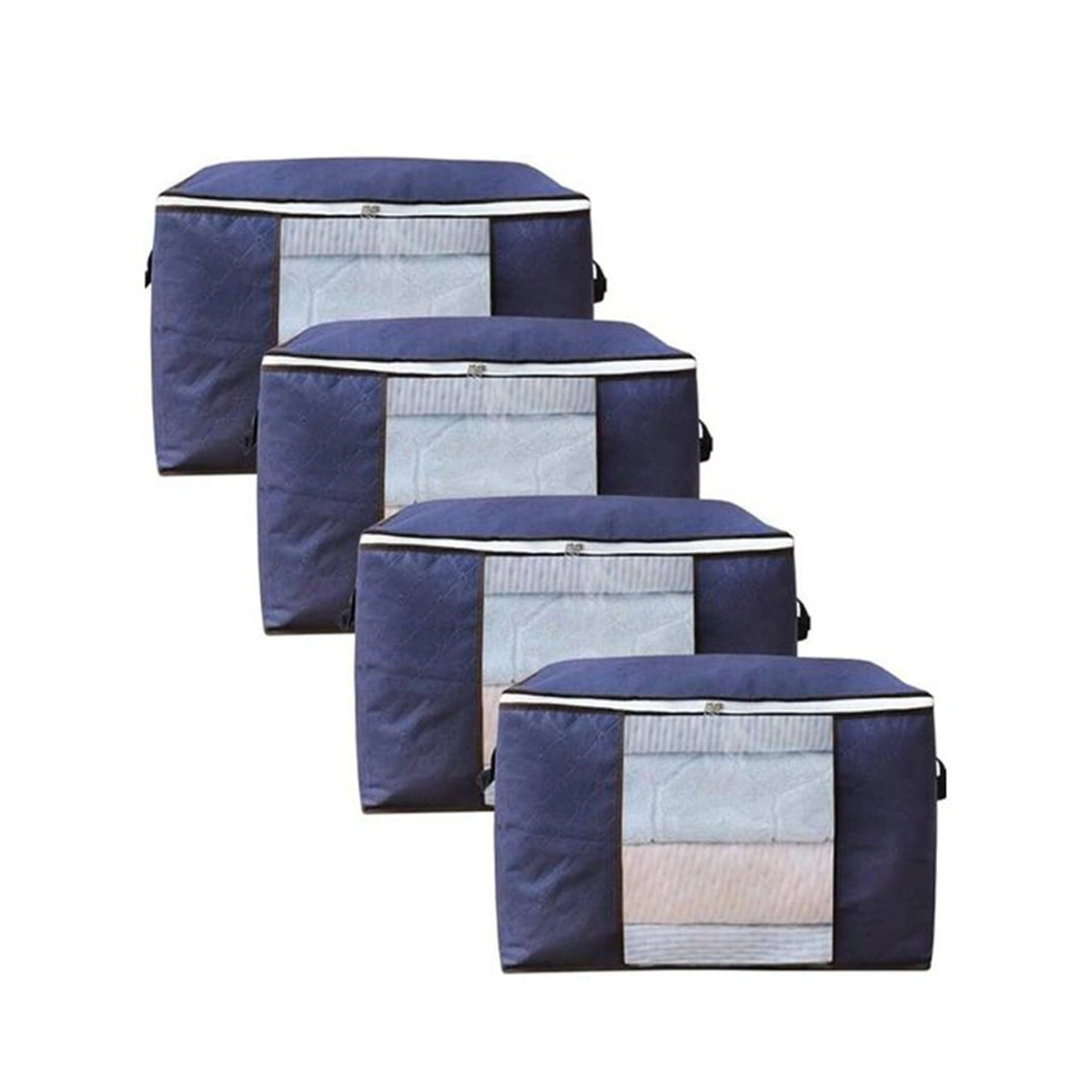 حقيبة تخزين و منظم ملابس - 4 قطع - أزرق