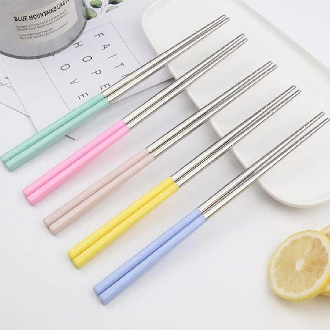 عيدان سوشي من الستانلس ستيل بمقبض سيليكون