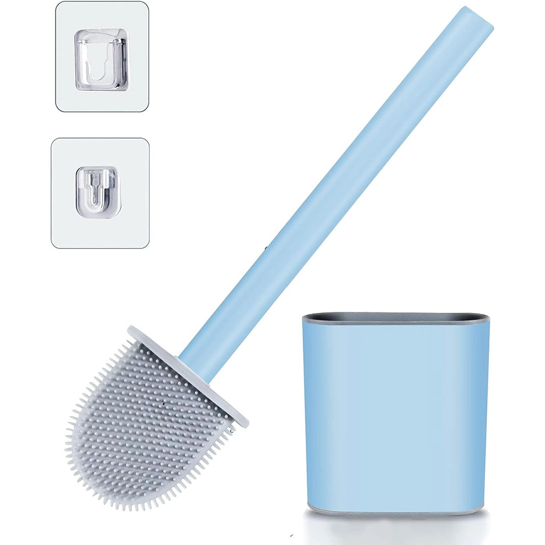 فرشاة تواليت سيليكون مع حامل للتنظيف العميق - لبني