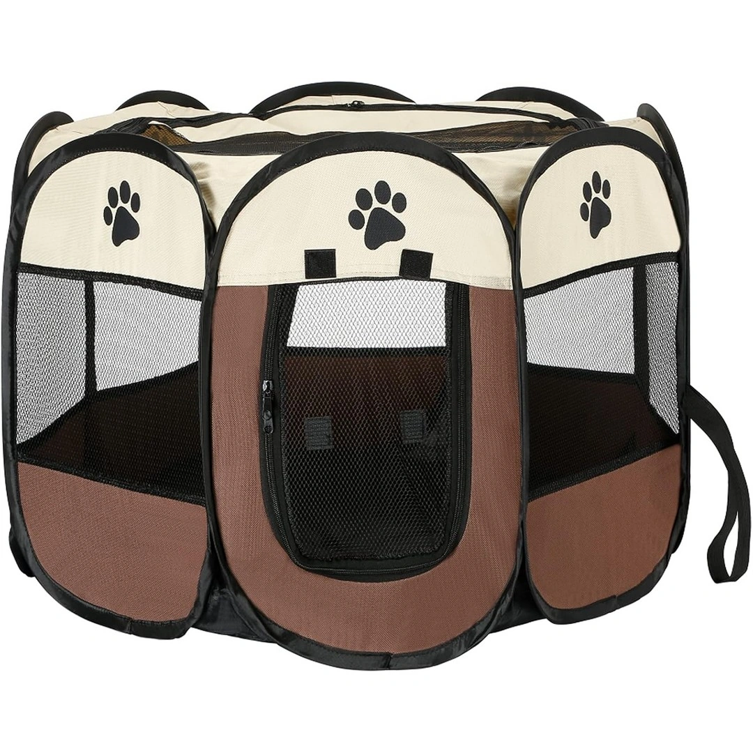 منزل للحيوانات الأليفة قابل للطي - بني