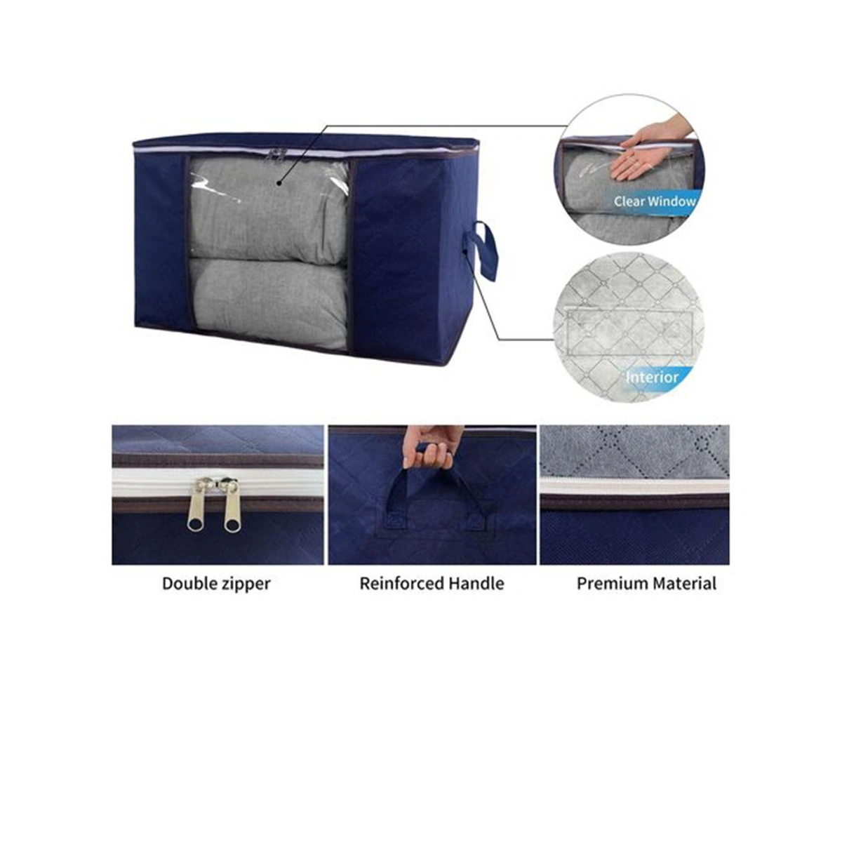 حقيبة تخزين و منظم ملابس - 4 قطع - أزرق