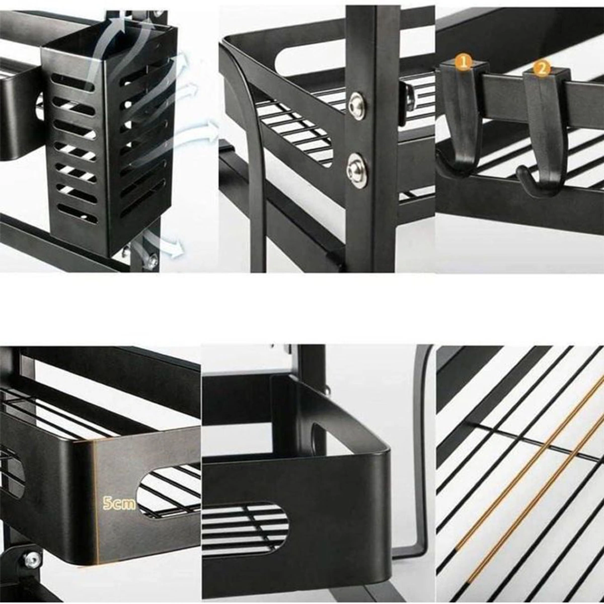 حامل توابل معدني مجلفن 3 ادوار- اسود