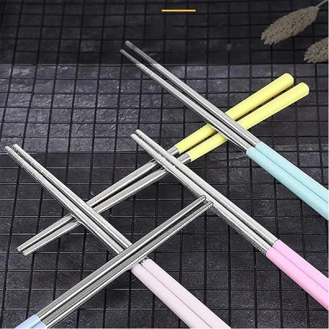 عيدان سوشي من الستانلس ستيل بمقبض سيليكون