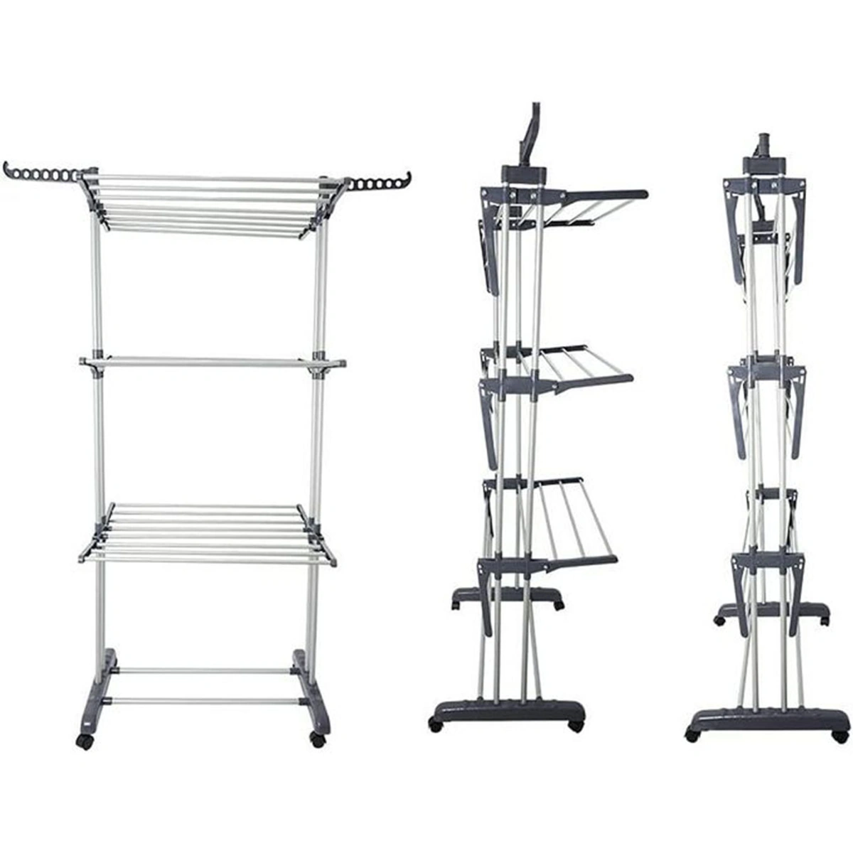 منشر غسيل سهل التركيب - 3 دور - أسود