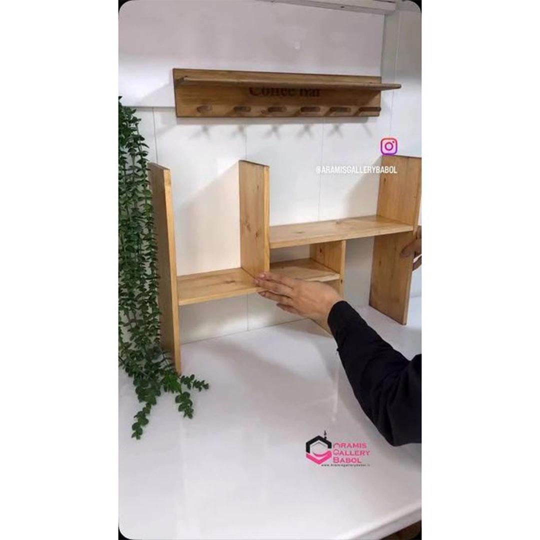 رف خشب منظم للمطبخ