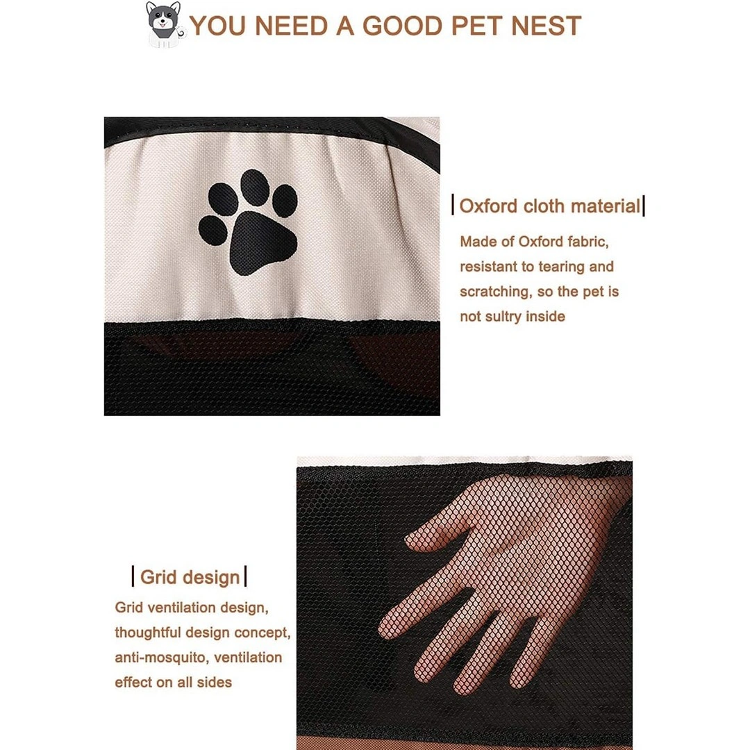 منزل للحيوانات الأليفة قابل للطي - بني