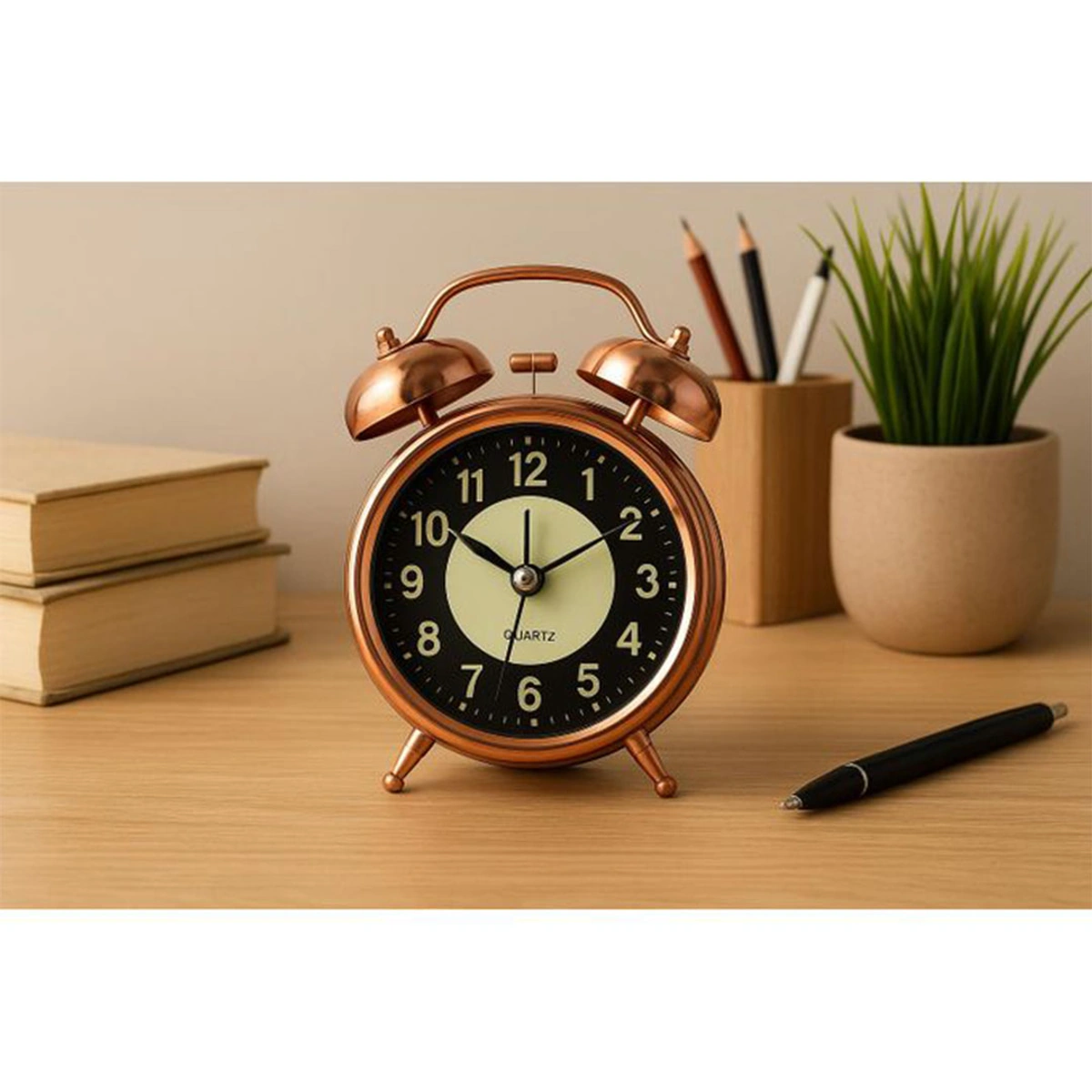 ساعة منبه معدنية نحاسية