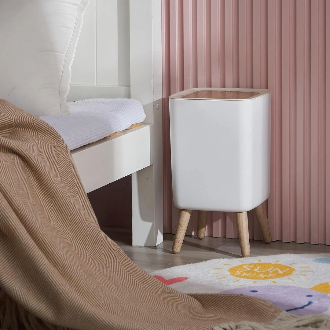 سلة مهملات بغطاء - 6.8 لتر - بيج