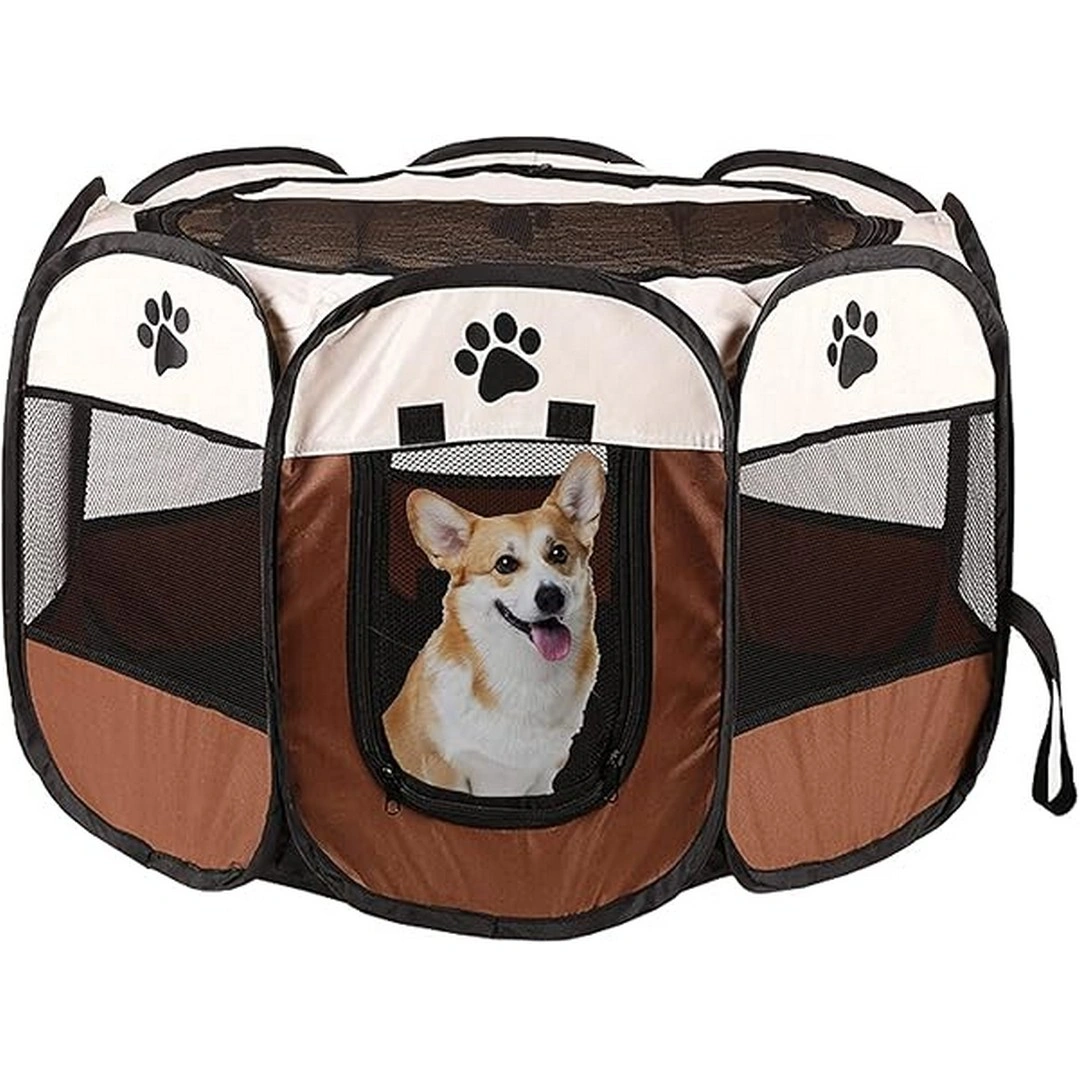 منزل للحيوانات الأليفة قابل للطي - بني