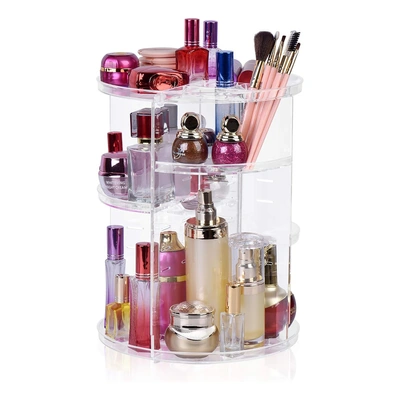 منظم مكياج دوار 360 درجة من ايزي هاوس - شفاف