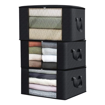 حقائب تخزين كبيرة - 3 حقائب - أسود