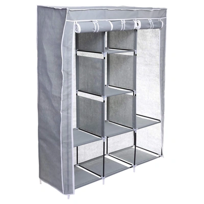 دولاب قماش لتخزين الملابس - رمادي