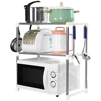 حامل فرن الميكروويف القابل للطي - أبيض