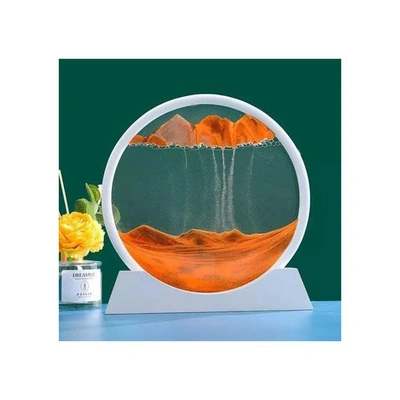 لوحة صورة فنية رملية متحركة - زجاج دائري ثلاثي الأبعاد - برتقالي