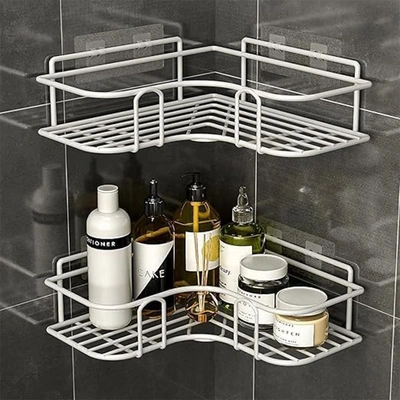 ركنة حمام شبك معدني - أبيض