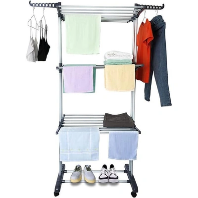 منشر غسيل سهل التركيب - 3 دور - أسود