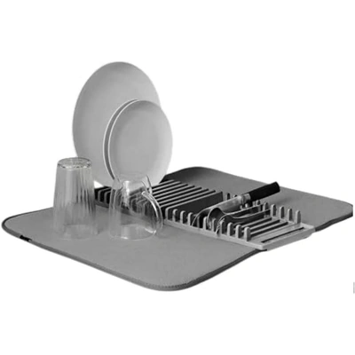 رف تجفيف وتنظيم الأطباق والأكواب وأدوات المائدة - رمادي