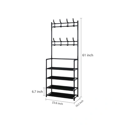 منظم أحذية ستانلس - 4 دور - أسود