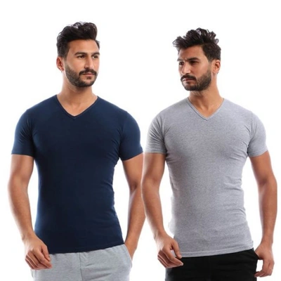 فانلة نص كم استريتش - 2 قطعة