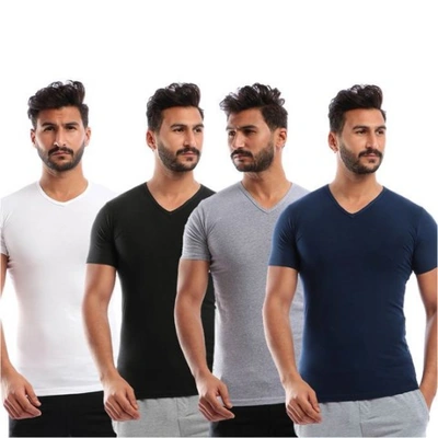 فانلة نص كم استريتش - 4 قطع