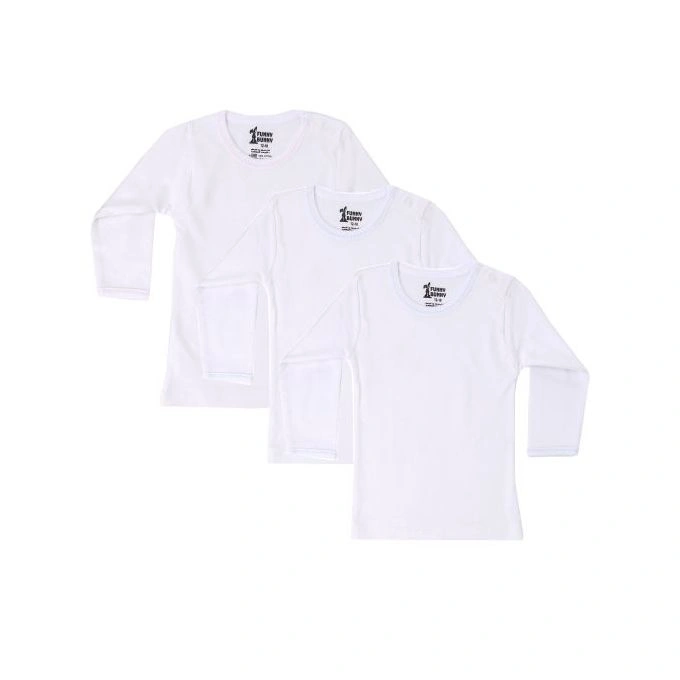 فانلة كم سادة للبيبى - 3 قطع - أبيض