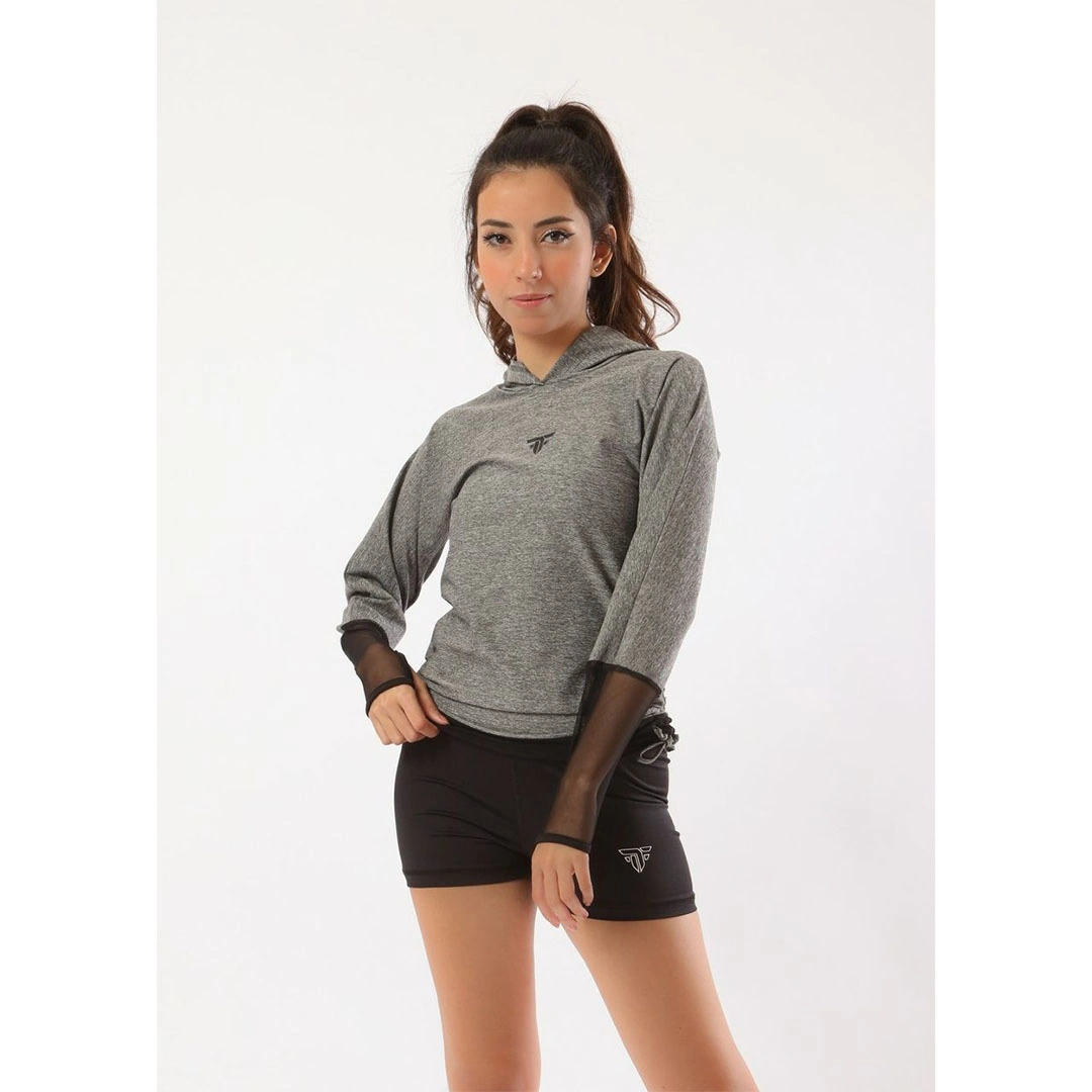 تيشيرت رياضي بكم شبكي حريمي - أسود