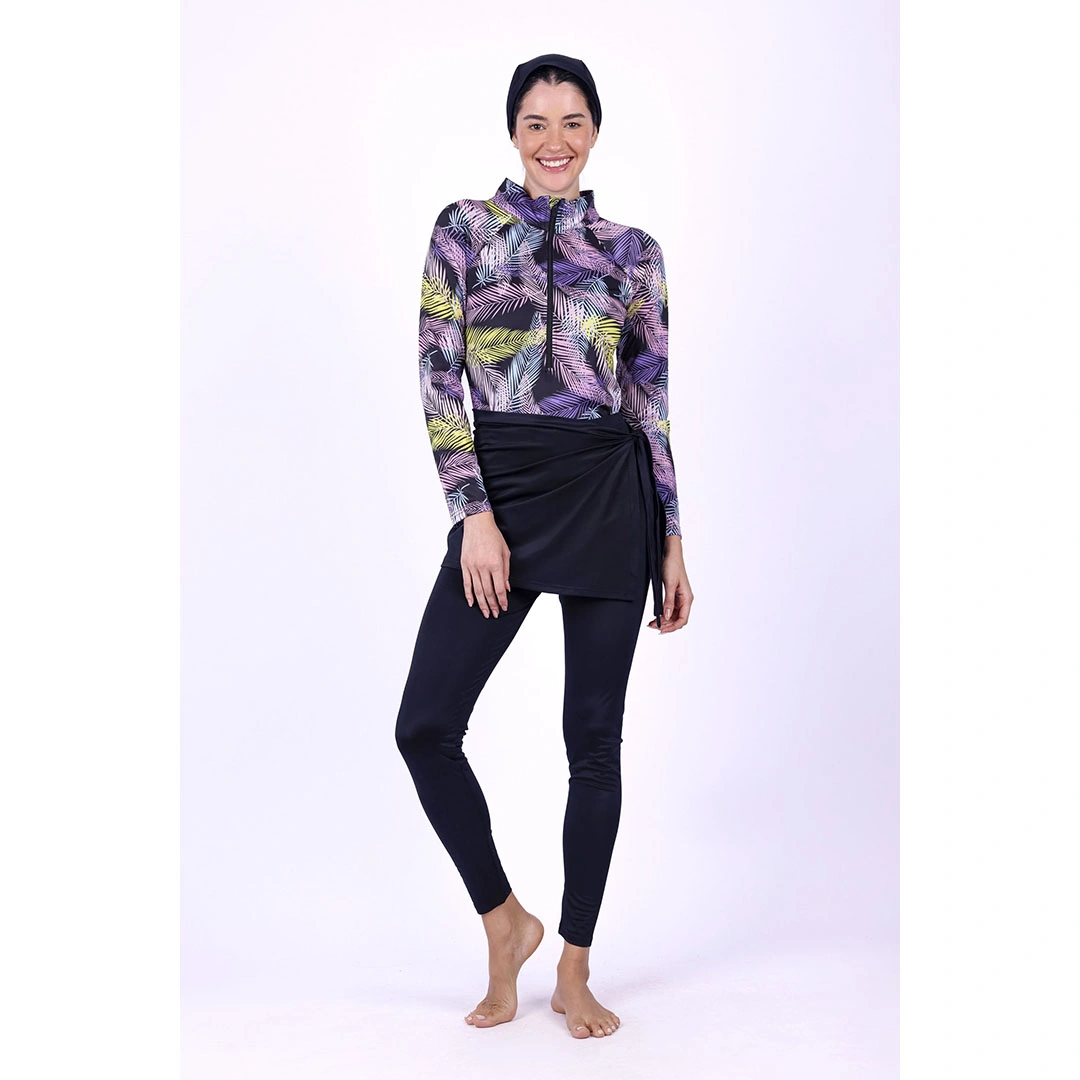 مايوه بالم بوركيني حريمي - 3 قطع - أسود