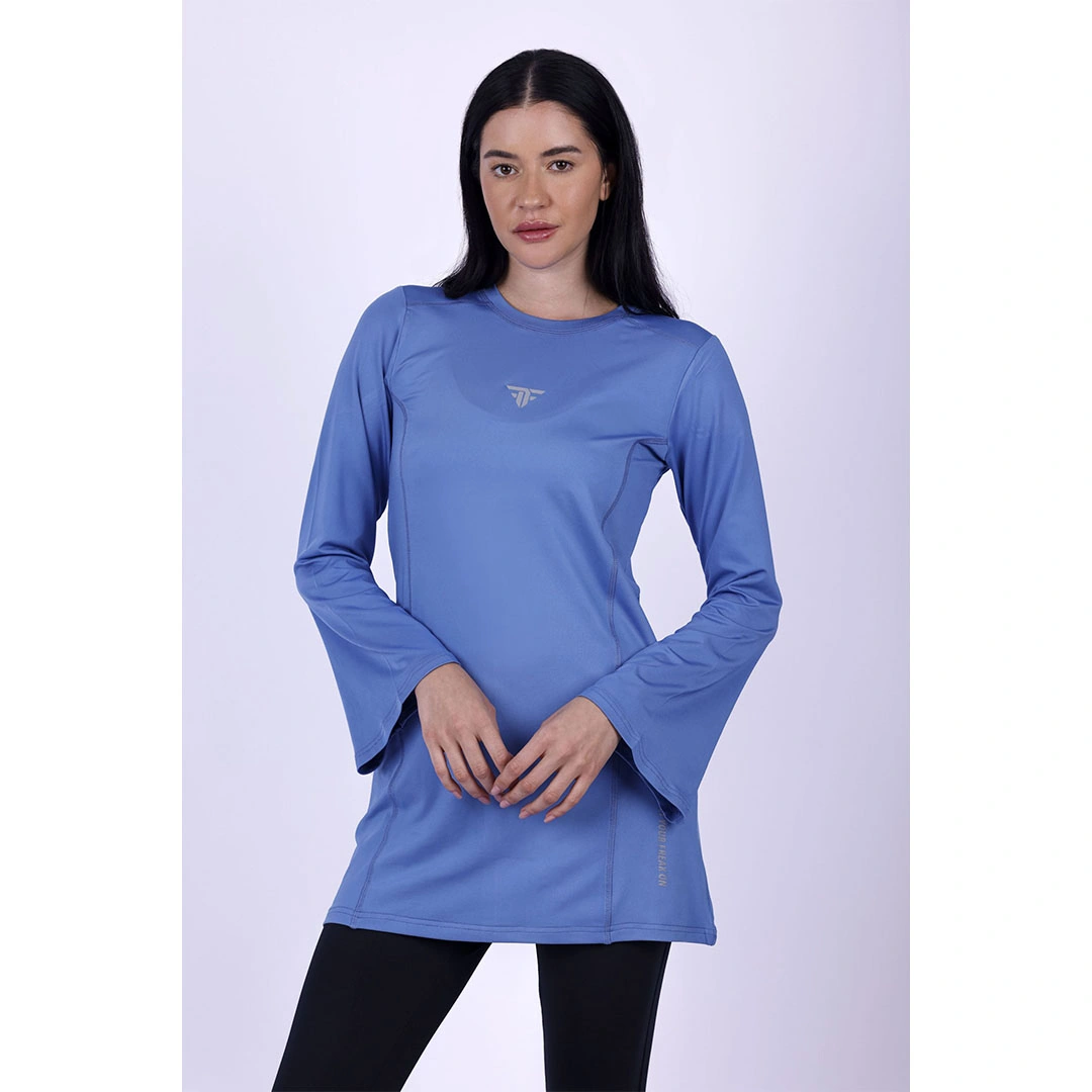 تيشيرت بكم رياضي طويل حريمي - أزرق