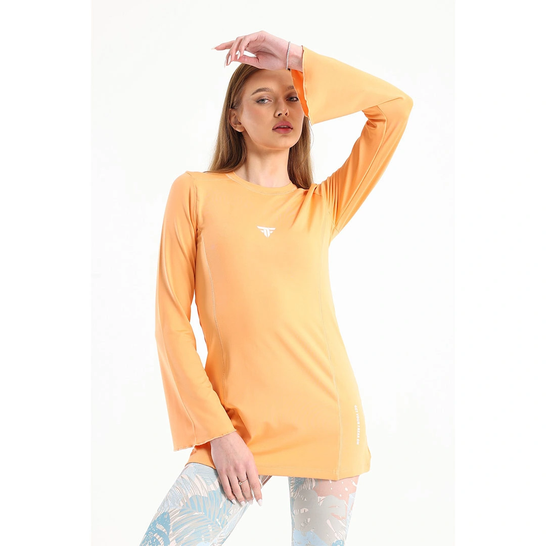 تيشيرت بكم رياضي طويل حريمي - برتقالي