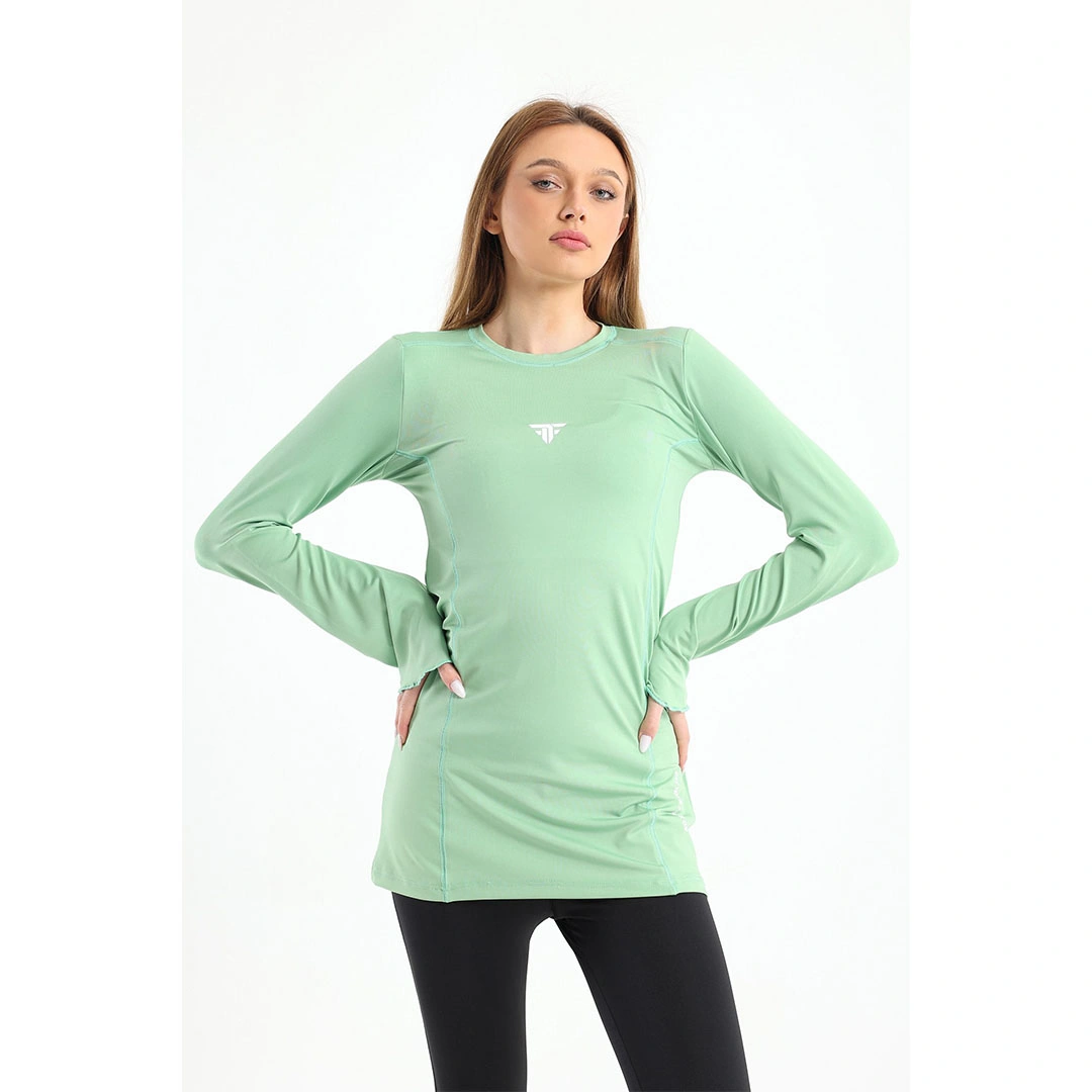 تيشيرت بكم رياضي طويل حريمي - مينت